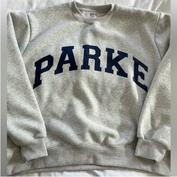 Parke Varsity Crewneck Sweater in Classic Gray + Navy Size L/XL - Picture 3 of 6